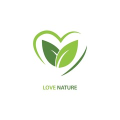 Green leaf logo love nature