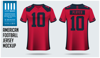 Red and Black American football jersey mockup template design. © tondruangwit