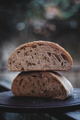 Bread crumb details blurred background bokeh