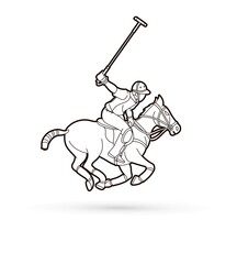 Horses Polo player sport cartoon graphic vector