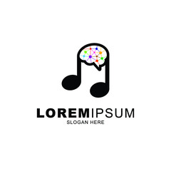 brain logo therapy with note music icon