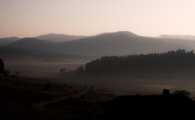 fog in the mountains village