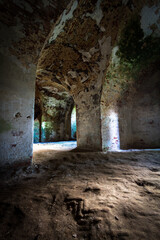 Basement of Daugavpils fortress in colors and black and white