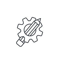 Pencil and gear. Vector linear icon isolated on white background.