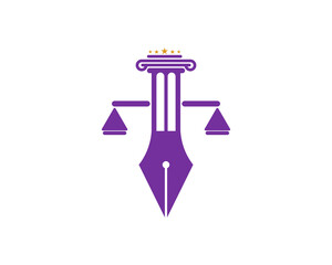 Justice scale with pen law firm