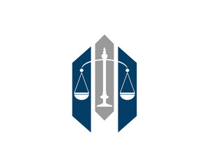 Hexagon with justice scale