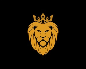 Wild lion king with gold crown
