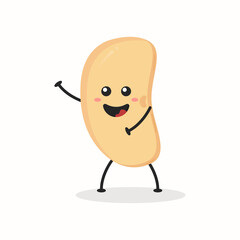 Cute Flat Cartoon Soybean Illustration. Vector illustration of cute soybean with a smiling expression. Cute soy bean mascot design