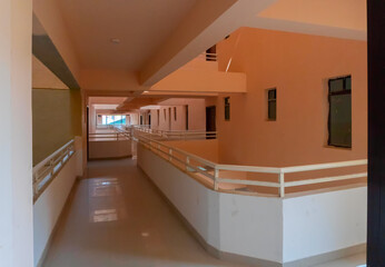 Corridor of new building, being built at Rajarhat New Town area of Kolkata, West Bengal, India. Kolkata is one of the fastest growing city in eastern region of India. Real estates are growing fast.