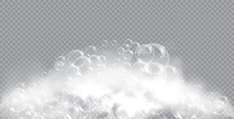 Bath foam soap with bubbles isolated vector illustration on transparent background. Shampoo and soap foam lather vector illustration.
