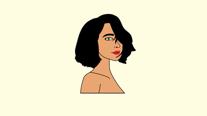 Beautiful Woman Illustration With Short Hair