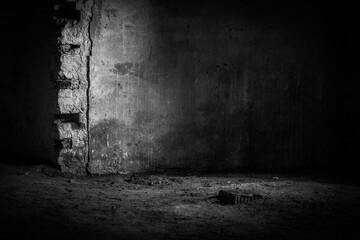 Basement of Daugavpils fortress in colors and black and white