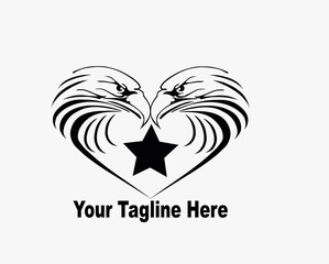 two eagle heads and one star suitable for company or screen printing