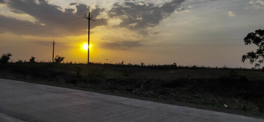 sunset in the city of temple, manasa