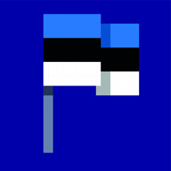 Estonia Flag Waving Pixel Art 