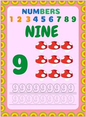 Preschool toddler math with mushroom design