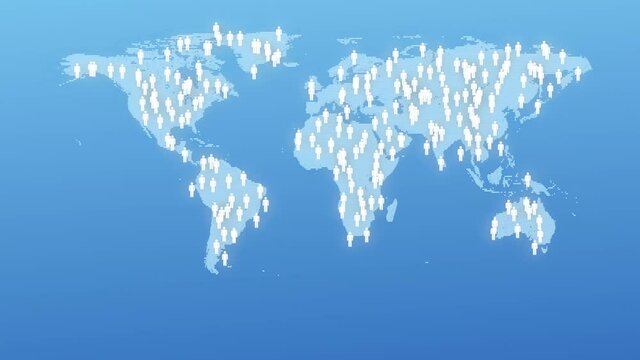 Overpopulation concept. 4k animation showing the most populated regions of our planet.