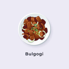Delicious Bulgogi vector illustration from top view, South Korea dish vector