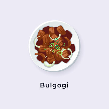 Delicious Bulgogi vector illustration from top view, South Korea dish vector