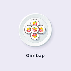 Delicious gimbap / kimbap vector illustration from top view, South Korea dish vector