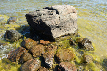 Large stones at Baltic sea shore