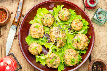Mushrooms stuffed with meat.