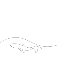 Naklejka na ściany i meble Whale on sea, vector illustration