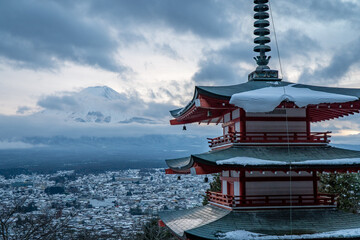 Chureito Pagoda in Fujiyoshida, Japan.