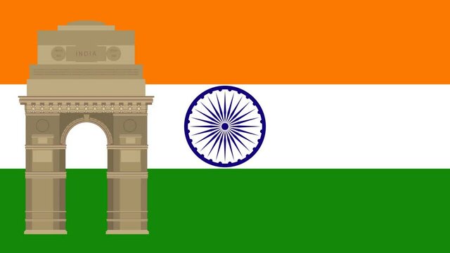 India's Independence Day, India Gate in Delhi, India flag