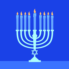 Happy Hanukkah flat design illustration  with star symbol of jews  on background
