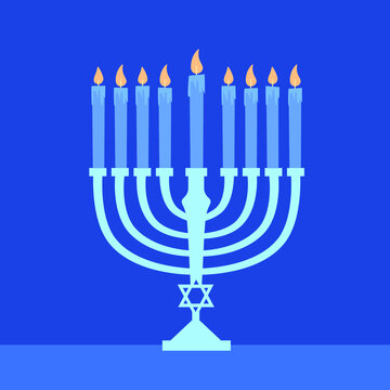 Happy Hanukkah flat design illustration  with star symbol of jews  on background