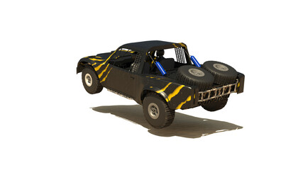 Trophy Truck isolated on white. Render 3d. Illustration.