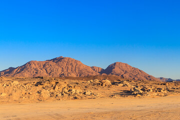 Plakat View of Arabian desert and mountain range Red Sea Hills in Egypt