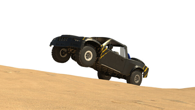 Trophy Truck isolated on white. Render 3d. Illustration.