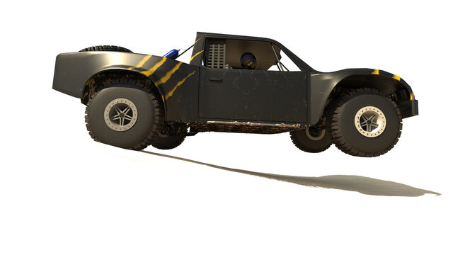 Trophy Truck isolated on white. Render 3d. Illustration.