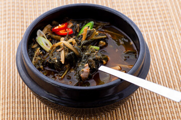 Soybean Paste Soup with Dried Radish Leaves