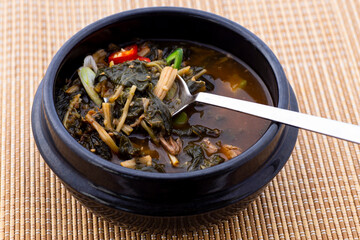 Soybean Paste Soup with Dried Radish Leaves