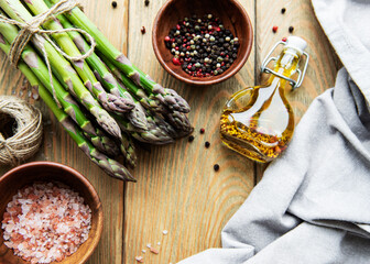 Bunches of green asparagus