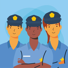 police men and woman worker vector design