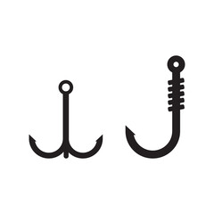 Fishing hook icon , black sign design with vector illustration. Uses for web and print