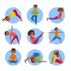 Yoga kids poses set