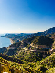 Road and viaduct from Granatilla viewpoint, Spain