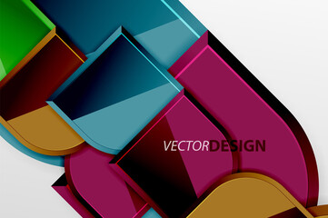 Glossy glass squares with round elements geometric composition. Abstract geometric background with 3d effect composition For Wallpaper, Banner, Background, Card, Book Illustration, landing page