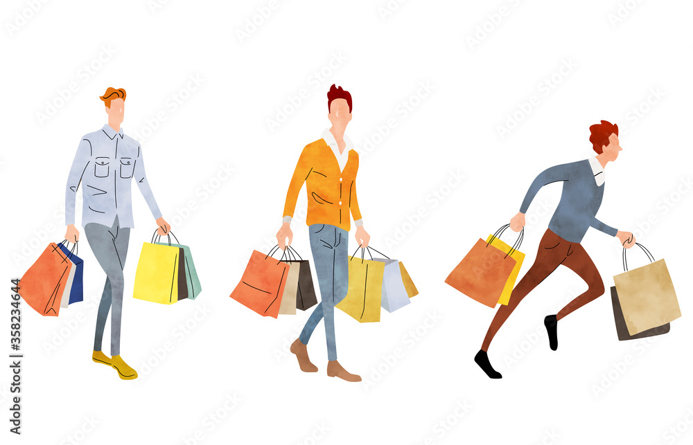 Wall mural Stock illustration: shopping, men shopping
 
