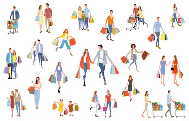 Fototapeta na wymiar Stock Illustration: people who enjoy shopping