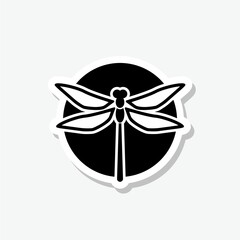 Dragonfly sticker icon isolated on gray background 