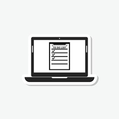To-do list or checklist on laptop sticker icon isolated on gray background