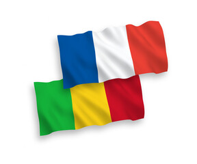 Flags of France and Mali on a white background