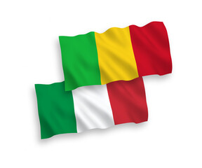 Fototapeta premium Flags of Italy and Mali on a white background