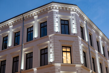 Old house at night in downtown Oslo